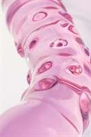 Двусторонний розовый фаллос с рёбрами и точками - 20,5 см. - фото 1385119