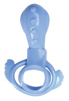 Голубое виброкольцо с клиторальным стимулятором - фото 205824