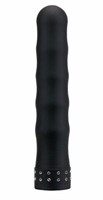 Водонепроницаемый чёрный вибромассажёр со стразами STUDDED GYRATING VIBE - 17,8 см. - фото 257832