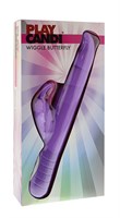 Фиолетовый вибромассажер с клиторальным стимулятором в виде бабочки PLAY CANDI WIGGLE BUTTERFLY - 17 см. Seven Creations 50764 - фото 696823