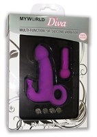 Фиолетовый вибратор с клиторальным стимулятором и 5 режимами вибрации - фото 203452