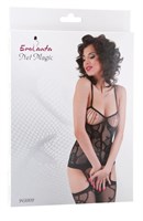 Черный боди-комбинезон с узорами и подвязками - фото 237530