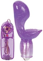 Фиолетовый вибромассажер для G-точки и клитора - фото 238434