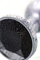 Маленькая серебристая анальная втулка с чёрным кристаллом - 6 см. - фото 279384