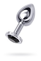 Большая серебристая анальная втулка с чёрным кристаллом - 8,5 см. - фото 279386 Большая серебристая анальная втулка с чёрным кристаллом - 8,5 см. - фото 279386