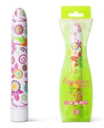 Нарядный вибромассажер с цветочным рисунком по всей длине,15.2 см - фото 239862