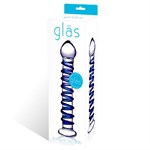 Стеклянный фаллоимитатор с голубой внешней спиралью - 18,5 см. Glas GLAS-75 - фото 697945