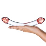 Изогнутый двусторонний фаллос из стекла Red Head - 22 см. 11613