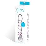 Прозрачный стеклянный фаллос с розовой спиралькой и массажными пупырышками - 18 см. Glas GLAS-10 - фото 697963