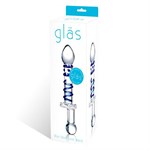 Двойной стеклянный фаллос с ограничительным основанием посередине - 22 см. - фото 208797