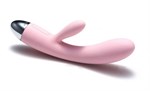 Нежно-розовый вибратор Alice с клиторальным отростком - 20 см. - фото 122077