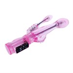 Розовый вибратор с анальным и клиторальным отростками Intimate Tease - 22 см. Baile BW-037021A-0101 - фото 698807