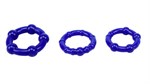 Набор из 3 синих стимулирующих колец Beaded Cock Rings - фото 1419646