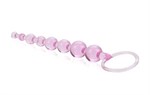 Розовая анальная цепочка First Time Love Beads - фото 133990
