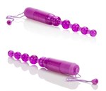 Фиолетовая анальная цепочка Waterproof Vibrating Pleasure Beads - фото 134051