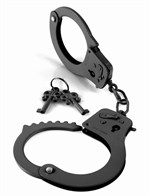 Черные металлические наручники - фото 8431