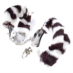 Металлические наручники Original Furry Cuffs с мехом под зебру - фото 134173