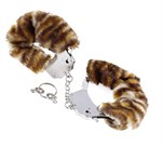 Металлические наручники Original Furry Cuffs с мехом под тигра - фото 134175