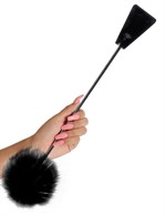 Черный стек Feather Crop с пуховкой на конце - 53,3 см. - фото 134220