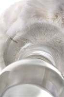 Стеклянная анальная втулка с белым хвостиком - 14 см. - фото 1315218