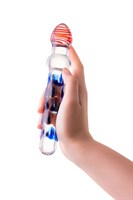 Стеклянный двусторонний фаллоимитатор с шишечками - 20 см. 16328