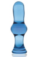 Синяя стеклянная анальная втулка - 13,5 см. - фото 307362