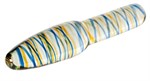 Стеклянный фаллоимитатор с разноцветными спиралями - 17 см. - фото 182313