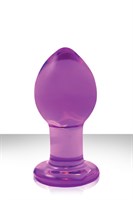 Фиолетовая стеклянная анальная пробка Crystal Medium - 7,6 см. - фото 134446