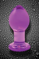 Фиолетовая стеклянная анальная пробка Crystal Medium - 7,6 см. - фото 134447