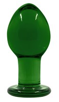 Зеленая стеклянная анальная пробка Crystal Medium - 7,5 см. - фото 307429