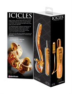 Желтый стеклянный фаллос с вибропулей ICECLES №35 - 18,5 см. - фото 215547