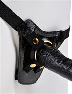 Чёрный с золотом женский страпон Designer Strap-On - фото 189409
