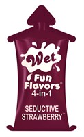 Разогревающий лубрикант Fun Flavors 4-in-1 Seductive Strawberry с ароматом клубники - 10 мл. - фото 135053
