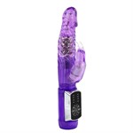 Фиолетовый вибратор с клиторальным стимулятором и ротацией - 21,5 см. - фото 135318