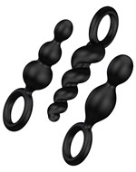 Набор чёрных анальных цепочек Satisfyer Plugs - фото 173598