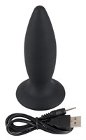 Чёрная перезаряжаемая анальная пробка Black Velvets Recharge Plug M - 12,5 см. - фото 90530
