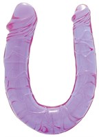 Фиолетовый двойной фаллоимитатор DOUBLE HEAD DONG - 30 см. - фото 90609