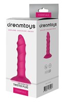 Розовый ребристый анальный фаллоимитатор Twisted Plug With Suction Cup - 17 см.  100936