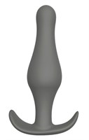 Серый удлиненный анальный стимулятор PLUG WITH T-HANDLE - 15,6 см.  - фото 1421432