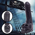 Черный фаллоимитатор-гигант с черепом Cock with Skull - 28 см. - фото 172162