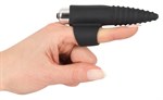 Черная вибронасадка на палец с винтовым наконечником Finger Vibrator - 10,5 см. - фото 192514