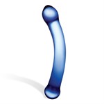 Синий изогнутый фаллоимитатор Curved G-Spot Glass Dildo - 16 см. - фото 1401797