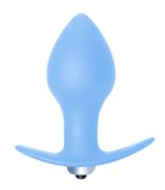 Голубая анальная вибропробка Bulb Anal Plug - 10 см. - фото 91209