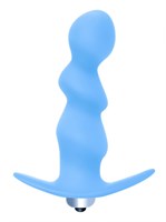 Голубая фигурная анальная вибропробка Spiral Anal Plug - 12 см. - фото 174972