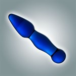 Синий анальный стимулятор из стекла - 13 см. - фото 174998