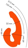 Оранжевый анатомический страпон с вибрацией - фото 175562