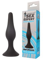 Чёрная анальная пробка Sex Expert - 9,5 см. - фото 175788