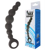 Чёрная анальная цепочка Sex Expert - 15 см. - фото 1402202
