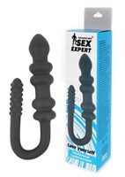 Чёрный стимулятор с различным рельефом Sex Expert - фото 175857