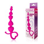 Розовая анальная цепочка Cosmo с петелькой - 14,5 см. - фото 1402212